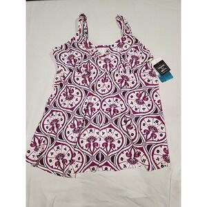 Macy's Paisley Swim Top Size 16W NWT Purple